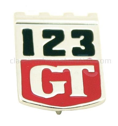 Emblem "123 GT" till Volvo Amazon skärm
