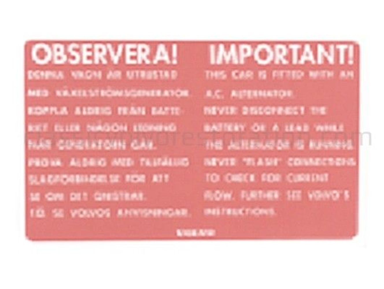Dekal växelströmsgenerator till Volvo 123GT röd — bild 2 av 2