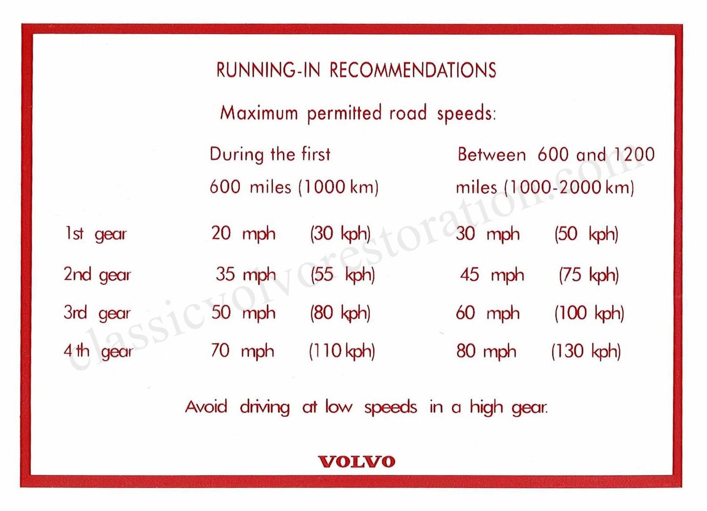 Dekal inkörning till Volvo Amazon, 140 — bild 1 av 2