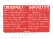 Dekal växelströmsgenerator till Volvo 123GT röd — bild 1 av 2
